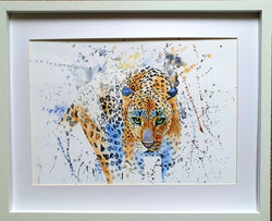 Limited Edition Signed framed prints by Victoria Alderson Art - Blue Leopard