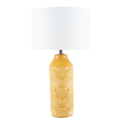 Embossed Mustard Ceramic Table Lamp