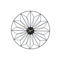 Black and Gold Metal Geo Design Round Wall Clock