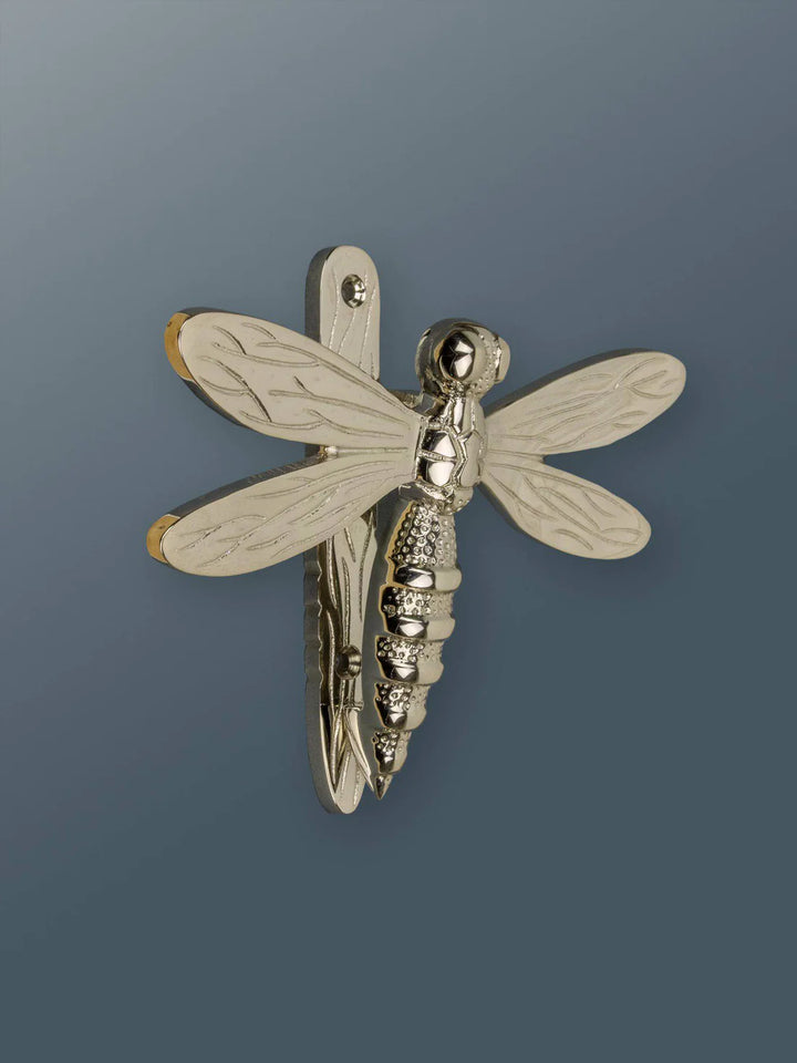 Brass Dragonfly Door Knocker - Nickel Finish