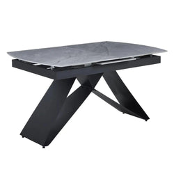 Tribeca Grey Sintered Stone Extending Dining Table with Black Cross Base
