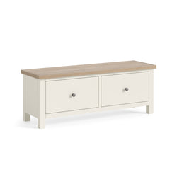 Modern Country Large 2 Drawer Bench - Coconut White