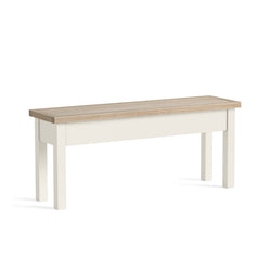 Modern Country Shallow Storage Bench - Coconut White