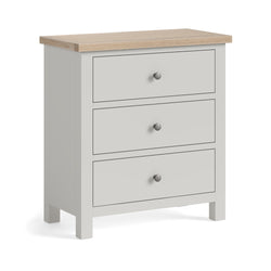Modern Country 3 Drawer Chest - Stone Grey