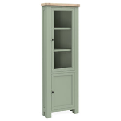 Salcombe Corner Display Cabinet - Sage