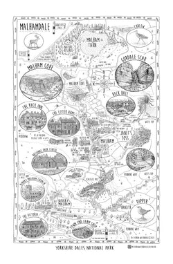 Malhamdale Map on Canvas by Stephen Waterhouse