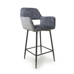 Sorento Chenille Corduroy Bar Chair - Blue/Grey