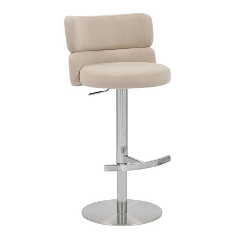 Mason Brushed Velvet Steel Bar Stool - Cream