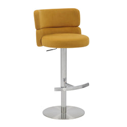 Mason Brushed Velvet Steel Bar Stool - Mustard