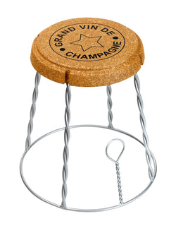 Giant Champagne Cork Wire Cage 'Muselet' Stool/Side Table Silver