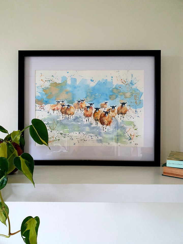 Limited Edition Signed framed prints by Victoria Alderson Art - Happy Orange Sheep