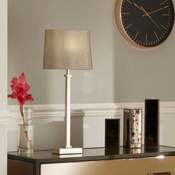 Hilton Candlestick Table Lamp - Satin Silver