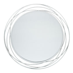Antique Silver Metal Round Wall Mirror