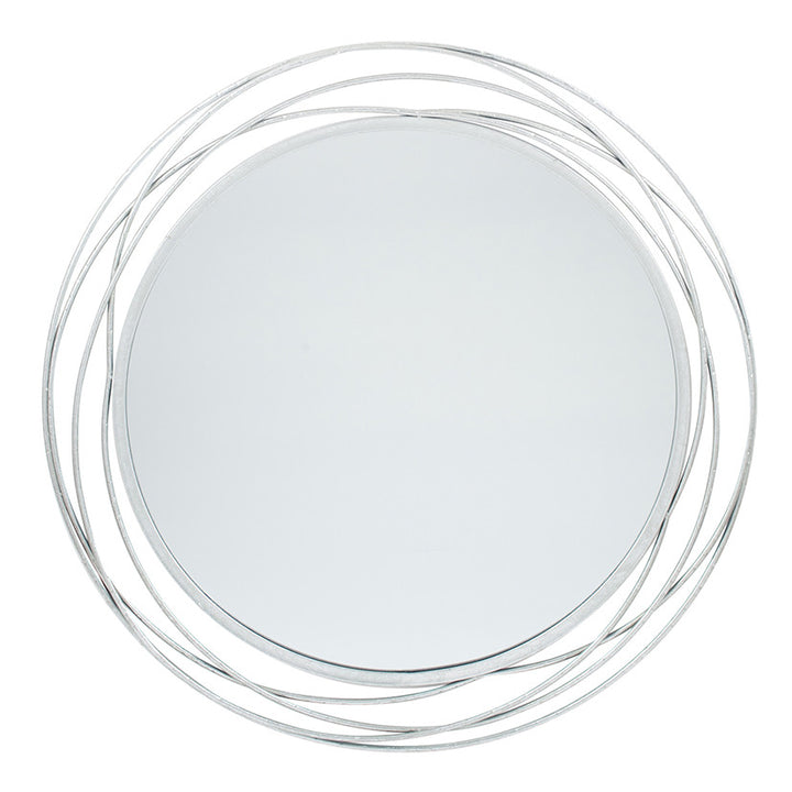 Antique Silver Metal Round Wall Mirror