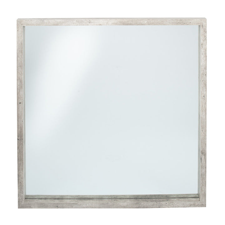 Concrete Effect Wood Veneer Square Mirror Large