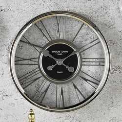 Metallic Silver Round Wall Clock