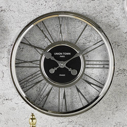 Metallic Silver Round Wall Clock