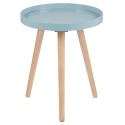 Aqua MDF & Natural Pine Wood Round Table