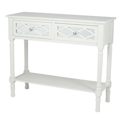 Puglia Ivory Mirrored Pine Wood Console Table
