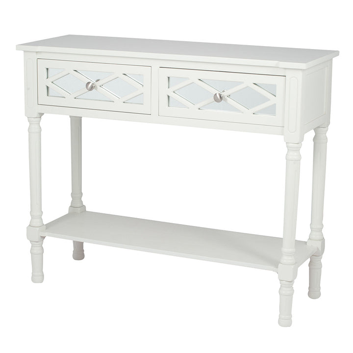 Puglia Ivory Mirrored Pine Wood Console Table