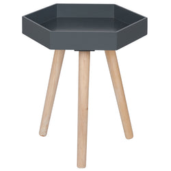 Grey MDF & Natural Pine Wood Hexagon Table