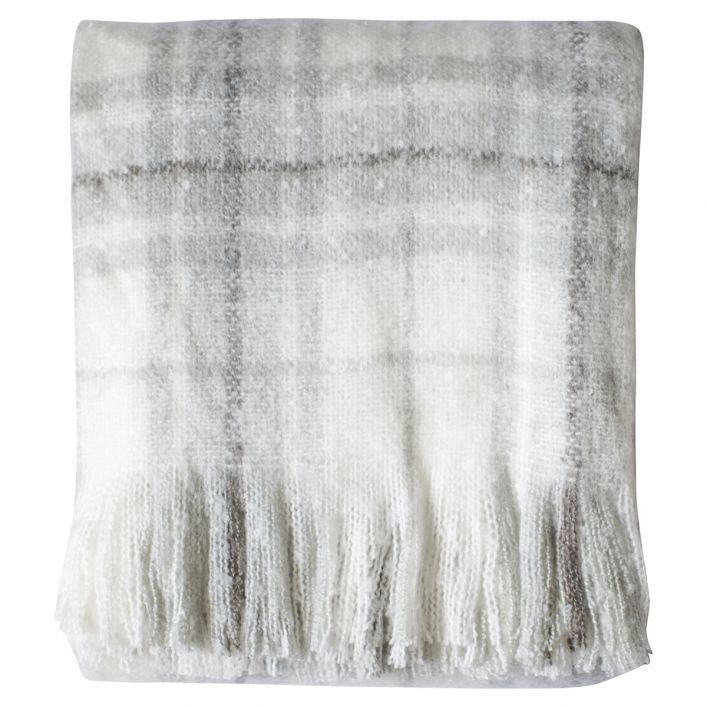 Check Faux Mohair Throw - Grey