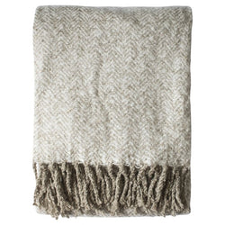 Herringbone Mohair Throw - Taupe