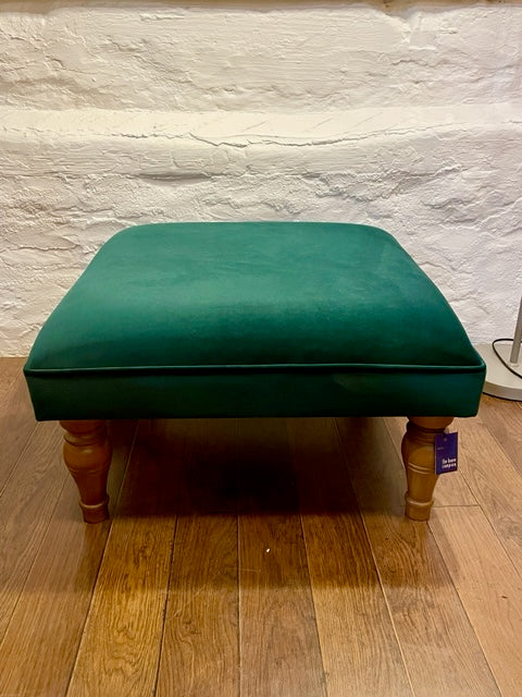 Bottle Green Square Footstool