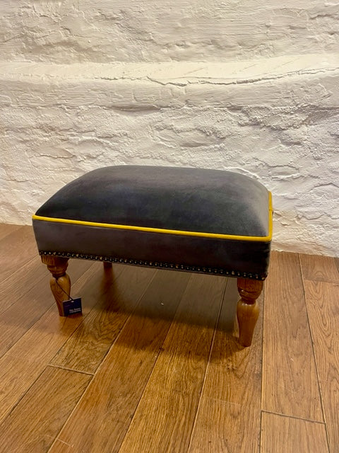 Grey with Yellow Ochre Piping Small Footstool