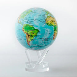 Blue Relief Map World Mova Globe 4.5"