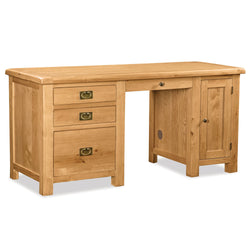This office desk has all the attributes of classic oak furniture including generous proportions, extra thick tops and dovetail drawer boxes.