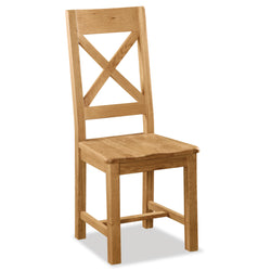 Salisbury Cross Back Dining Chair With Wooden Seat