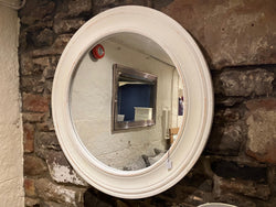 Round White Wooden Mirror