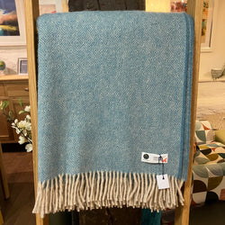 Wilde Sheep 100% Wool Throw - Diamond Sea Breeze