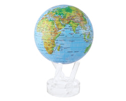 Self Rotating Relief Map Blue Gloss Finish MOVA Globe