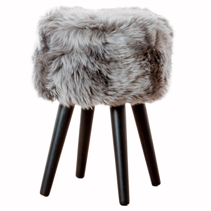 Gray on sale fur stool